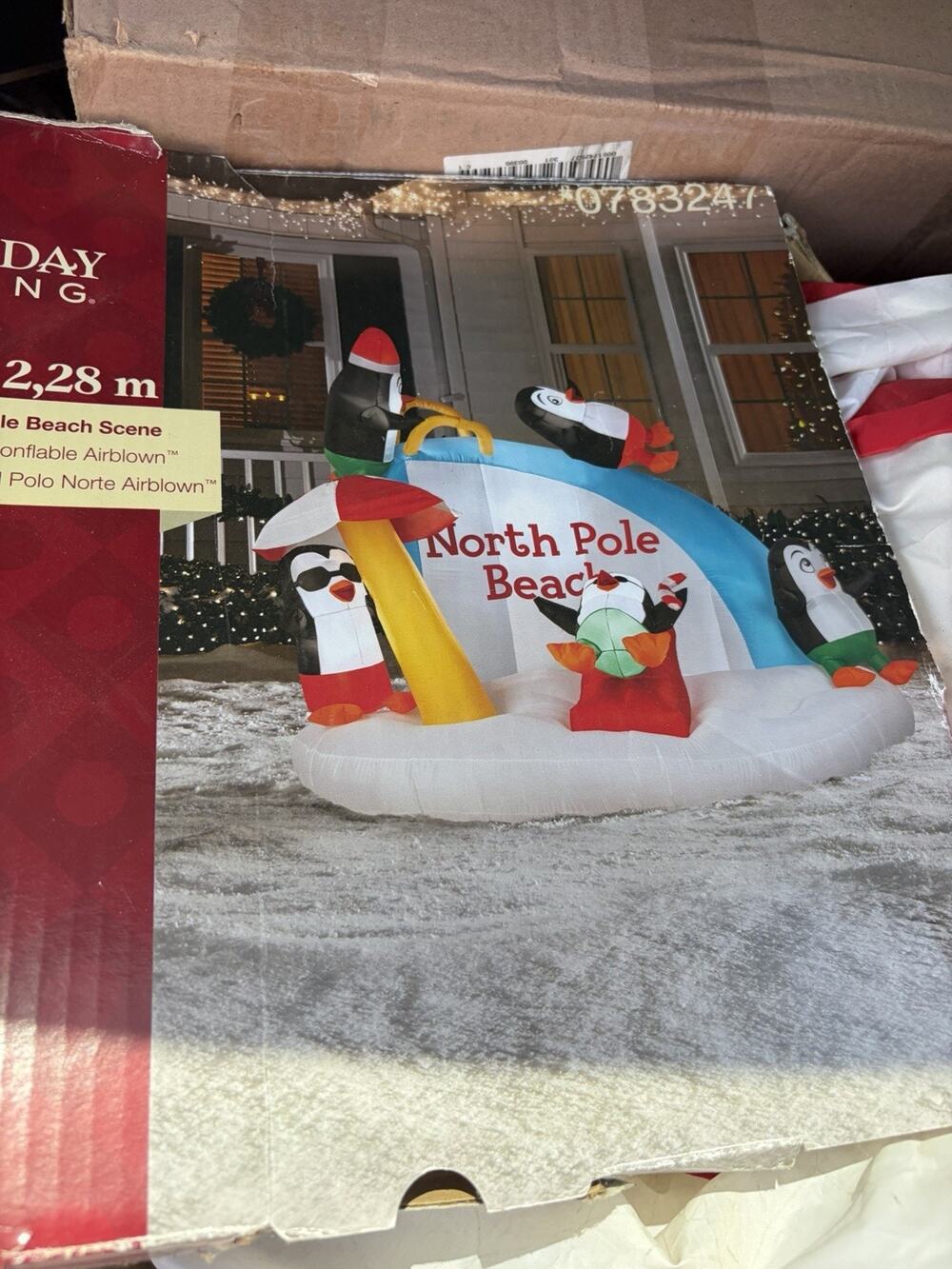 Holiday Living 6.1 Feet North Pole Penguin Beach Slide Christmas Inflatable